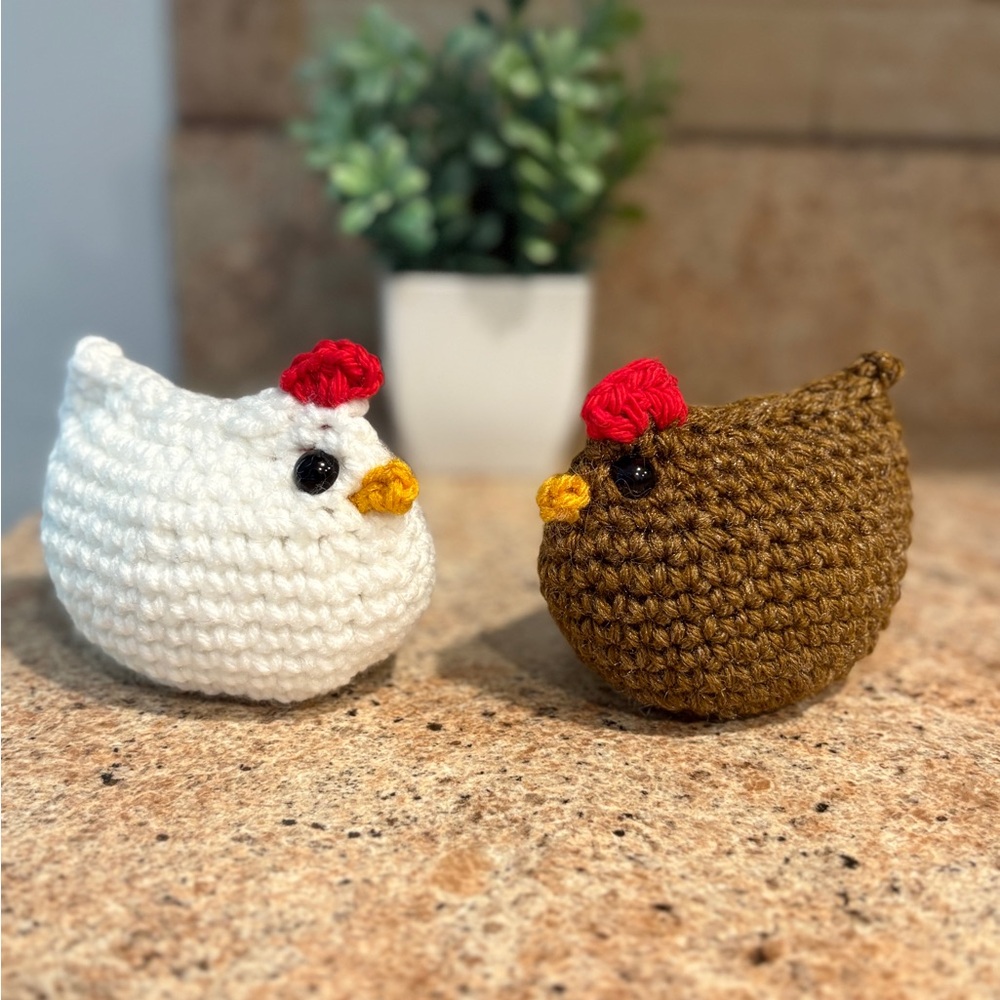 Two Crocheted Chickens